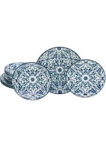 Creatable Tafelservice , Blau, Weiß , Keramik , 12-teilig , 30x25x30 cm , stapelbar , Geschirr, Geschirrsets, Tafelservice