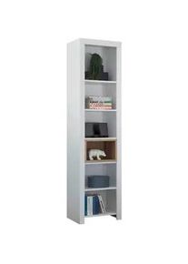 Xora Standregal , Weiß, Eiche Artisan , Holzwerkstoff , 4 Fächer , 52x200x36 cm , Wohnzimmer, Regale, Bücherregale