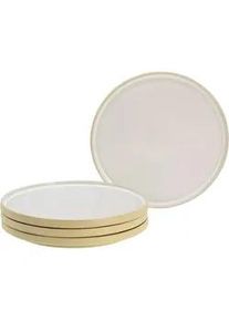 Creatable Desserttellerset , Weiß, Beige , Keramik , 4-teilig , rund , 21.55x13x21.5 cm , stapelbar , Geschirr, Teller, Teller-Sets