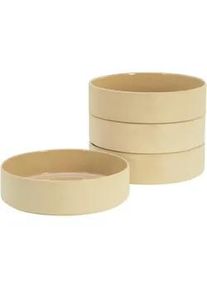 Creatable Pastatellerset , Beige , Keramik , 4-teilig , rund , 20x25x20 cm , lebensmittelecht, stapelbar , Geschirr, Teller, Teller-Sets