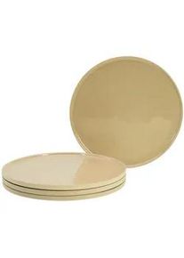 Creatable Speisetellerset , Hellbraun , Keramik , 4-teilig , rund , 28.5x13x28.5 cm , stapelbar , Geschirr, Teller, Teller-Sets