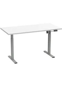 Vcm Mid.you Schreibtisch , Silberfarben, Weiß , Metall, Holzwerkstoff , rechteckig , 50x71x140 cm , höhenverstellbar , Büromöbel, Schreibtische, Höhenverstellbare Schreibtische