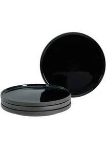 Creatable Desserttellerset , Schwarz , Keramik , 4-teilig , rund , 21.55x13x21.5 cm , stapelbar , Geschirr, Teller, Teller-Sets