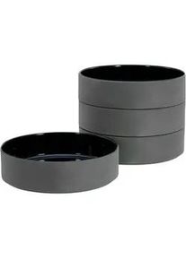 Creatable Suppentellerset , Schwarz , Keramik , 4-teilig , rund , 20x25x20 cm , Geschirr, Teller, Teller-Sets