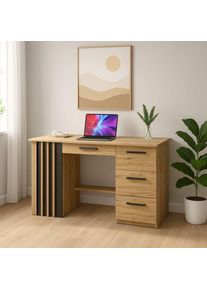 Iróasztal 120 cm4 fiókkal szín: tölgy/fekete