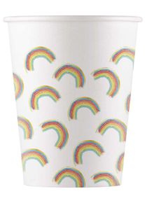 Procos 8 gobelets en papier de fête arc-en-ciel 200 ml