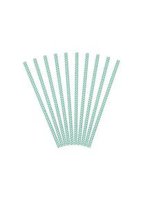 partydeco 10 pailles en papier zigzag turquoise 19,5 cm