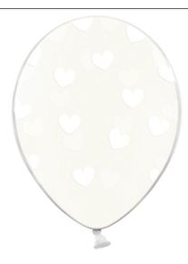 partydeco 50 ballons blancs en latex avec des coeurs 30cm