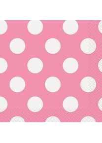 UNIQUE 16 serviettes de table Tiana rose à pois 25cm
