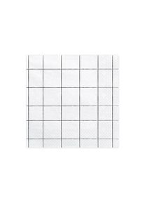 partydeco 20 serviettes blanches avec motif quadrillé noir