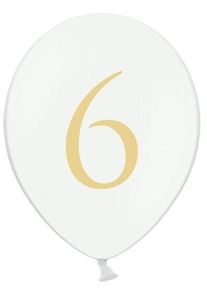 partydeco 50 ballons blancs numéro 6 or 30cm