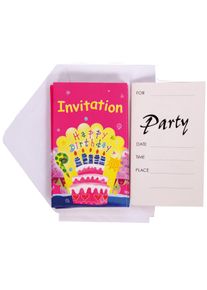6 cartes d'invitation anniversaire Pinkie avec enveloppe
