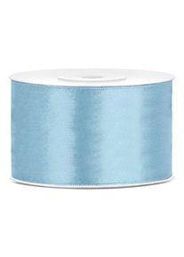 partydeco 25m satin gavebånd lyseblå 38mm bred