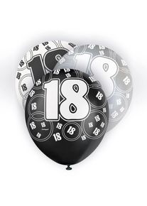 UNIQUE Mélange de 6 ballons 18e anniversaire noirs