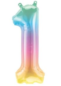 Palloncino foil numero 1 arcobaleno 41 cm