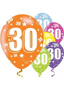 6 ballons en latex colorés 30e anniversaire 28cm