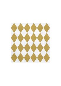 partydeco 20 serviettes Arlequin or blanc 33 x 33cm