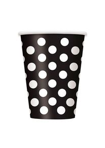 UNIQUE 6 gobelets en papier Tiana noir à pois 354ml