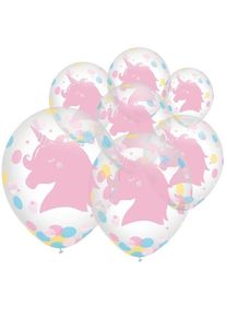 Amscan 6 ballons confettis licorne 30cm