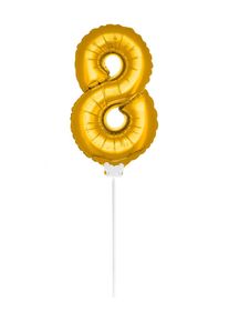 Folat Ballon aluminium numéro 8 or avec bâton 36cm