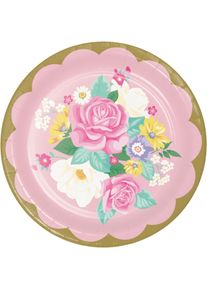 8 assiettes en papier à motif floral 23cm