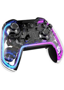 White Shark GPW-8040 Praetorian RGB BT Controller (Android, PC, iOS, Switch, Playstation Classic), Gaming Controller, Transparent