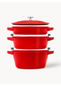 Staub Panelas em ferro fundido La Cocotte, 3 uni. Vermelho Metal Conjunto com vários tamanhos