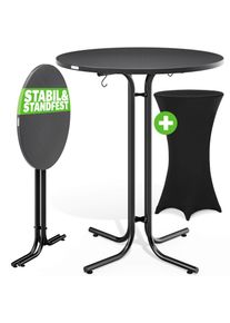 Casaria Statafel Grijs 110x80cm + statafelhoes Zwart Ø80cm