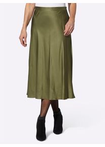 Dames Satijnen rok in uitlopend model in olijf ,maat 38, WITT, 100% Viscose