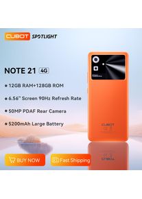 Cubot Note 21, Android Smartphone, 12GB RAM(6GB+6GB Extended), 128GB ROM, 6.56 Inch 90Hz Screen, 50MP Camera, 5200mAh, Face ID