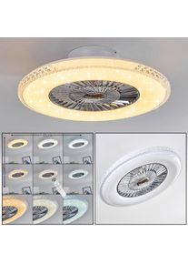 hofstein PIACENZA ceiling fan LED chrome, white, 1-light source, Remote control