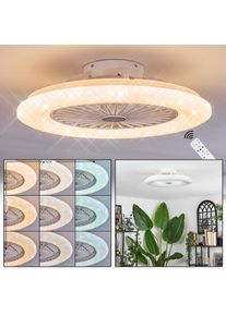 hofstein Benasal Plafonnier, Ventilateur de plafond lumineux Blanc, 1 lumière, Télécommandes