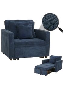 Schlafsessel HWC-L90, Klappsessel Gästebett Relaxsessel, Liegefläche 200x100cm Stoff/Textil Cord ~ blau