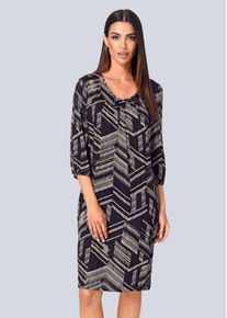 Kleid mit grafischem Druck in schwarz - Alba Moda