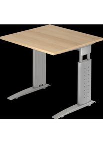 Hammerbacher, Schreibtisch, Schreibtisch C-Fuss 80x80cm Eiche/Silber (800 x 800 x 680 mm)