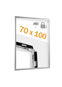 1 Marco abatible para contenido B1, cierre con llave, impermeable plata, aluminio
