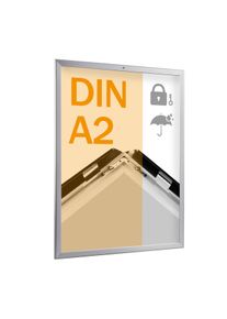 1 Marco abatible para contenido A2, aluminio, impermeable, cierre con llave plata