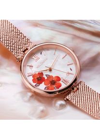 Holzkern; Wood Watch Everbloom (plum blossom/rose gold), (Not implemented), Natural wood