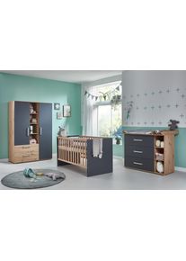 Arthur Berndt Babyzimmer-Komplettset »Babyzimmer-Set »Alessio« 3-teilig, Anthrazit mit Eiche Artisan Dekor« Set in schwarz