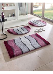 Grund unisex Badmat in bessenrood/grijs ,maat 45 x 50 cm - rechthoekig, Witt, 100% Polyacryl