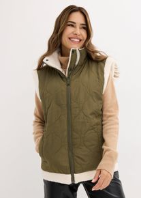Gilet sans manches r&eacute;versible en sherpa - vert - taille 48 - bonprix