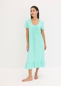 Chemise de nuit avec empiècement plissé - vert - taille 58/60 (3XL) - 100% coton - bonprix