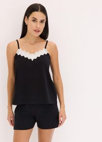 Pyjashort à bretelles fines - noir - taille 38/40 (S) avec coton - bonprix
