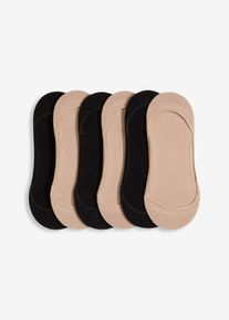 Lot de 6 paires de protèges-pied en coton mélangé avec bande silicone pour ballerines - noir - taille 35-38 avec coton - bonprix