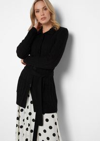 Gilet long en maille torsadée - noir - taille 38/40 (S) avec coton - bonprix