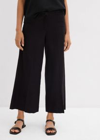 Jupe-culotte en viscose m&eacute;lang&eacute;e &agrave; taille &eacute;lastiqu&eacute;e - noir - taille 38 - Viscose - bonprix