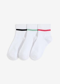 Lot de 3 paires de chaussettes de tennis courtes avec coton et semelle en éponge - blanc - taille 35-38 - Tissu éponge - bonprix