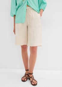 Bermudashorts i lett viskosemiks, beige, størrelse 40, bonprix