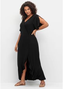 sheego Dames Jerseyjurk in wikkellook, met volantrok in zwart ,maat 56, Witt, 95% Viscose, 5% Elastan