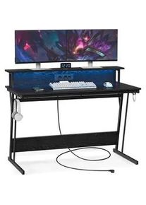 Mid.you Computertisch , Schwarz , Metall, Holzwerkstoff , eckig , 120x91x60 cm , Stauraum, USB-Anschlüsse , Büromöbel, Schreibtische, Computertische
